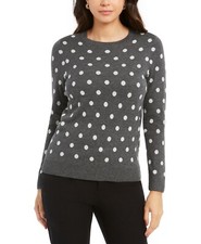 NWT - CHARTER CLUB Women's 'CORE TABLE' Charcoal Heather POLKA DOT SWEATER - MP
