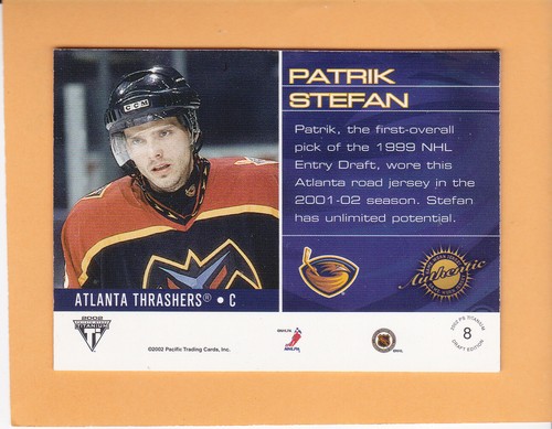PATRIK STEFAN #8 2001 02 TITANIUM DRAFT DAY JERSEY ATLANTA THRASHERS NM-MT - Picture 2 of 2
