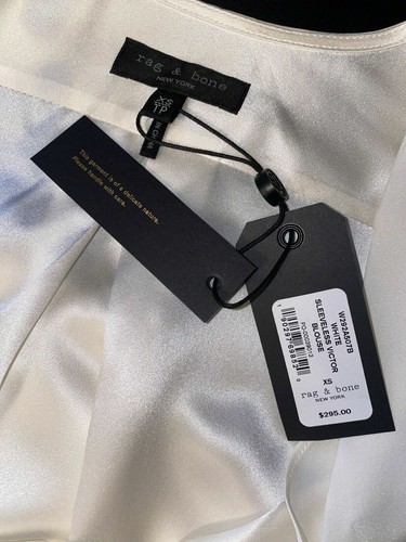$295 NWT Rag & Bone Sleeveless Victor Blouse Wrap Silk White Top sz XS - Picture 11 of 12
