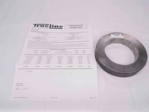 CERTIFIED MITUTOYO 3.6000 CL X MASTER PLAIN BORE RING GAGE 3.5938 +.0062 91.440