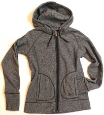 REI Women Jacket XXS Full Zip Gray Athletic Fleece Hooded Pockets Thumb Hole