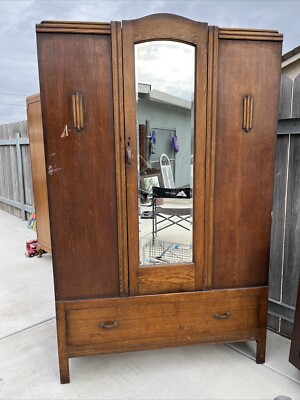 ANTIQUE ARMOIRE MIRROR WARDROBE | eBay