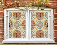 3D Color Circle O701 Window Film Print Sticker Cling Stained Glass UV Block Am