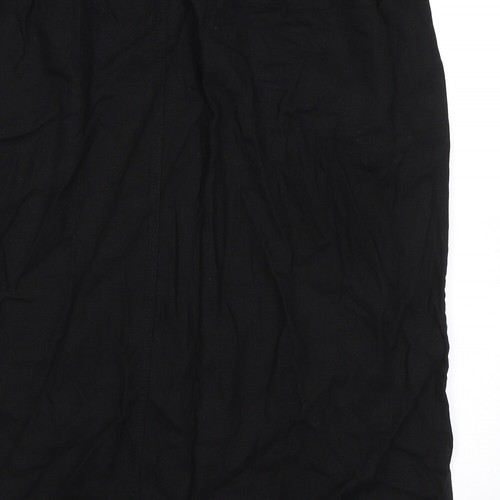 Marks & Spencer Womens Black Linen Blend A-Line Skirt Size 24 Elasticated - Picture 4 of 10