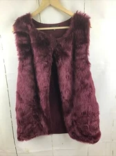 Signature Studio Women’s Wine Color Faux Fur Open Front Vest Jacket Sz. M