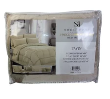 NEW Sweet Home Collection 5 Piece Comforter Set TWIN Light Tan