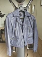 Massimo Dutti Navy Soft Real Leather Jacket Eu Xl Uk 12/14 New