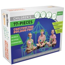 Construction Fort Building Kit - 77 Pieces with Storage Bag - Glow in the Dark
