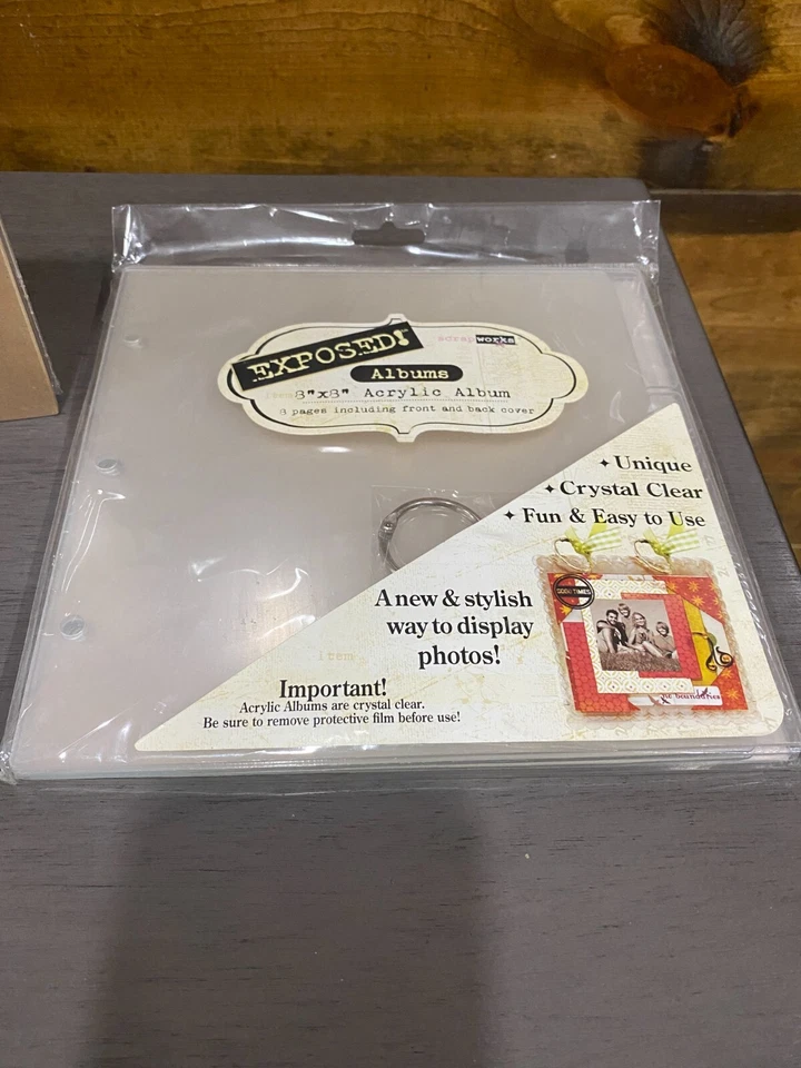 Álbum de recortes cinza básico 6 x 6 aglomerado sucata funciona 8 x 8 álbum acrílico novo - Imagem 3 de 4