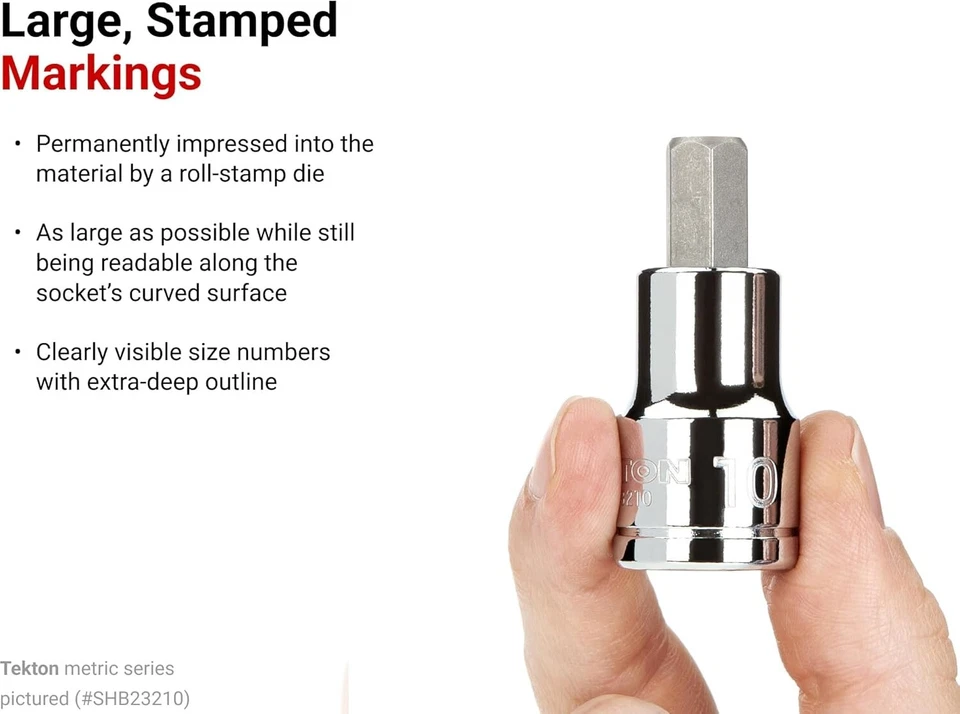 TEKTON 3/8 Inch Drive Long Hex Bit Socket Set, 19-Piece (1/8-3/8 in., 3-10 mm) - Image 4 of 4