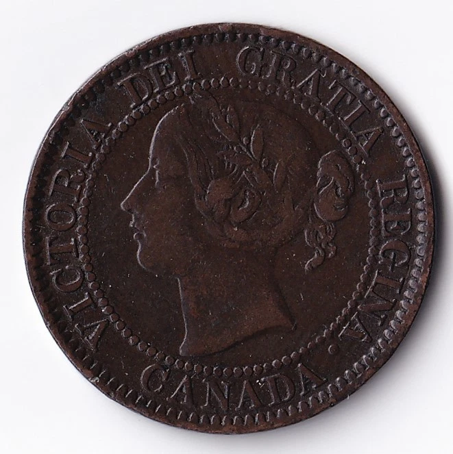 Canada 1858 1c One Copper Large Cent Coin Queen Victoria F/VF Fine/Very Fine - Image 2 of 2