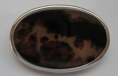 Achatbrosche Brosche mit Achat Achate in 925 Silber Silver Handarbeit Platte 