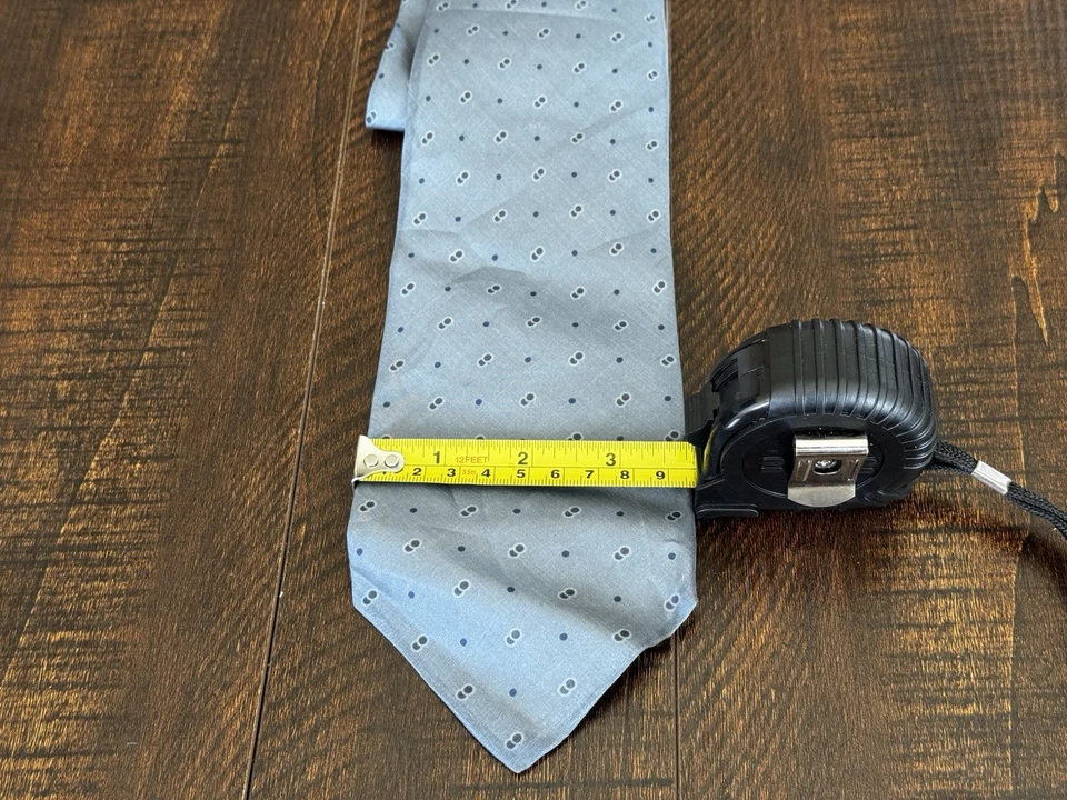 Alfani Men’s Silk Necktie Blue Micro Dot Pattern Made in Italy 3.5 Inch Width - Image 2 of 4