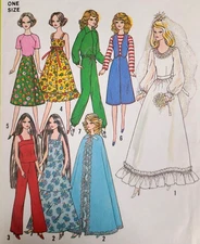 Simplicity 8281 Sew Pattern 11.5" Doll Clothes Barbie Wedding Dress Cloak Jacket