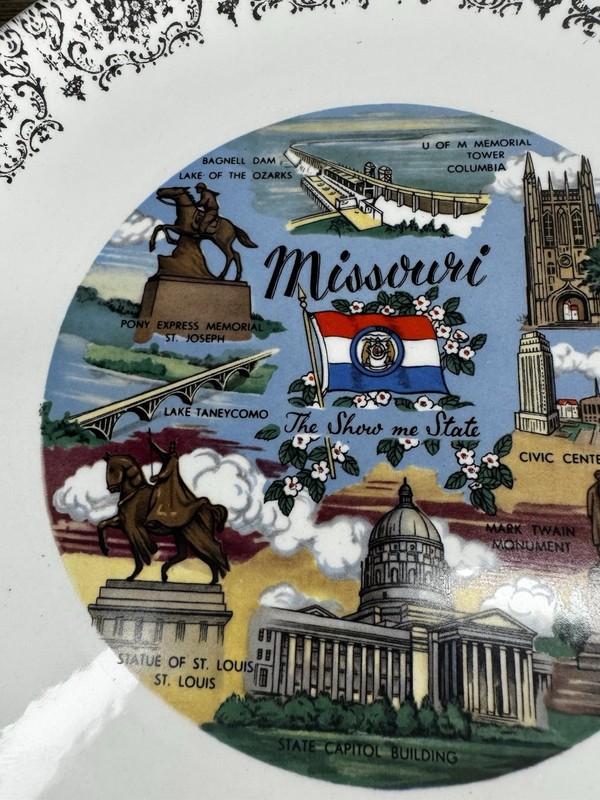 Vintage Missouri The Show Me State Souvenir Plate Landmarks