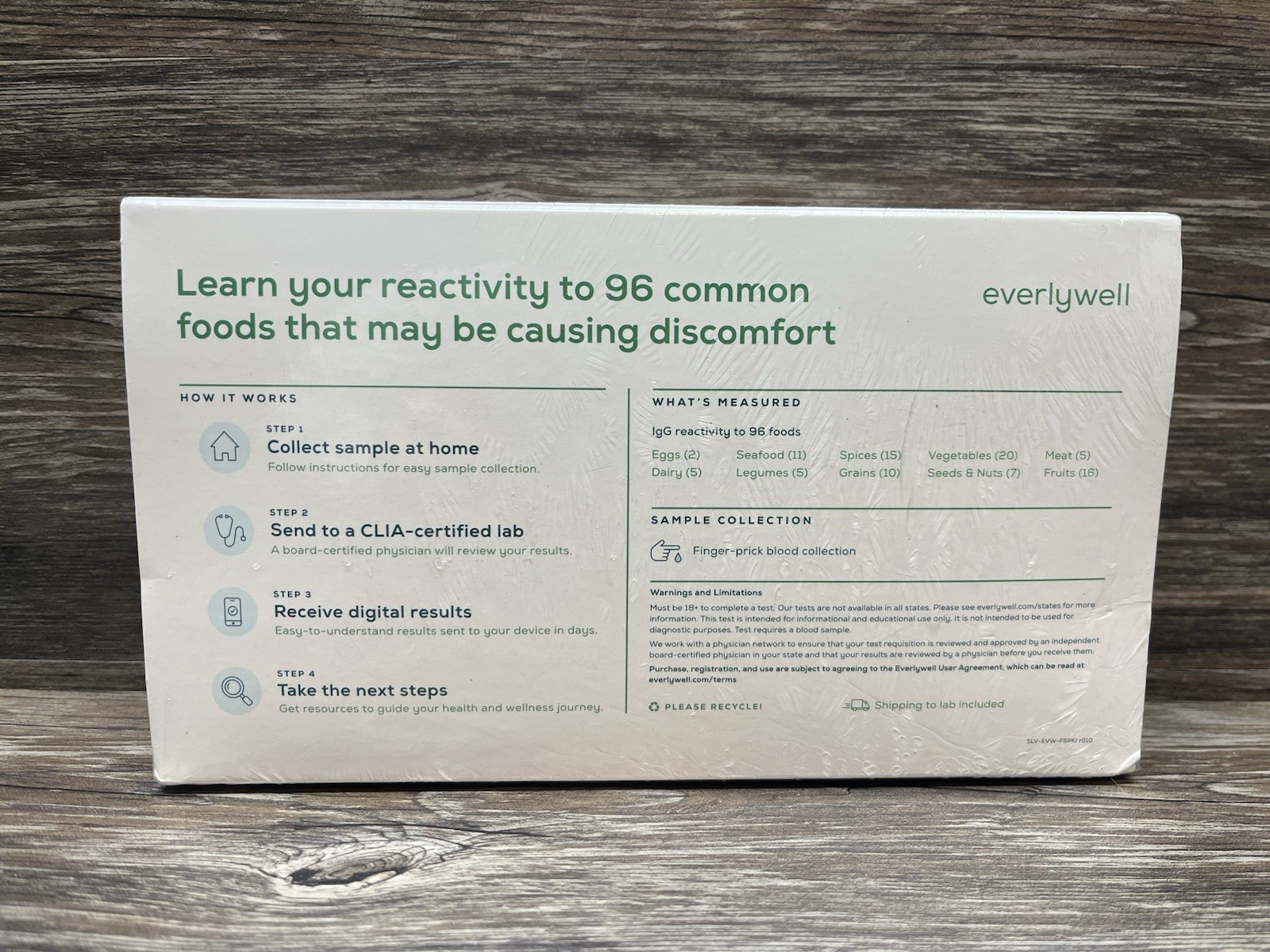 Everlywell Food Sensitivity Test - Learn How Your Body Responds EXP 07/31/2026