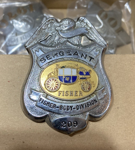 RARE VINTAGE 1960'S Fisher Body Div. Sergeant SECURITY BADGE GTO Firebird 442 +