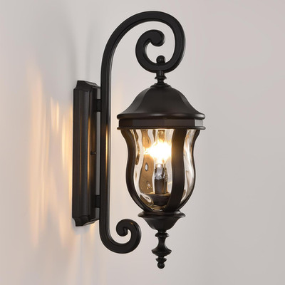 Large Black Outdoor Wall Sconces - Waterproof Lanterns for Patio & Garage