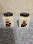 Vintage Tipp City Milk Glass Floral Salt & Pepper Shakers
