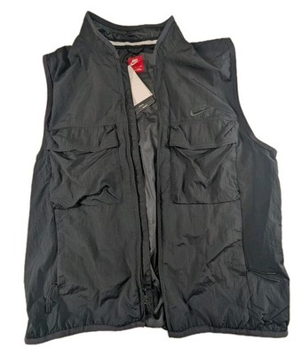 Nike Men's Small Tech Woven Black Running Vest Full Zip Multi Pocket NWT $125