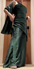 After Six Jade Green Taffeta Halter Prom maxi Dress with matching wrap Sz 10-12
