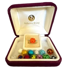 Original Sterling Interchangeable Bead Ring With 14- 8mm Venetian Beads NIB SET