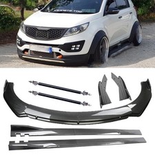 Carbon Fiber Look Front Bumper Lip Spoiler For Kia Sportage Side Skirt Body Kit Carbon Fiber Look Front Bumper Lip Spoiler For Kia Sportage Side Skirt Body Kit