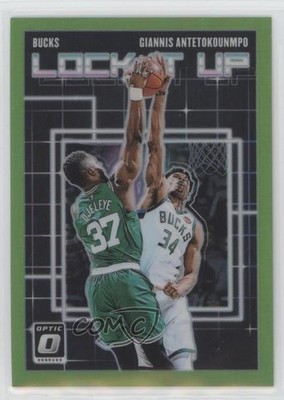 2018 Donruss Optic Lock it Up! Lime Green Prizm /149 Giannis Antetokounmpo h8k