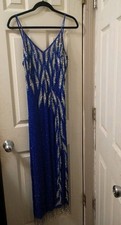 VTG 1980's 1990's S N Fashions Silk Beaded and Sequin cocktail Dress Small