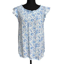 Late August Blue White Seashell Print Flutter...
