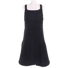 Chanel Coco Mark Sleeveless Tweed Dress Size 42 Chest 16.5 in Length 39.4 in