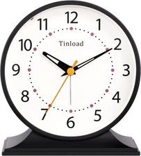 4.5" Antique Retro Analog Alarm Clock, Small Silent Bedside Desk Clock Black 