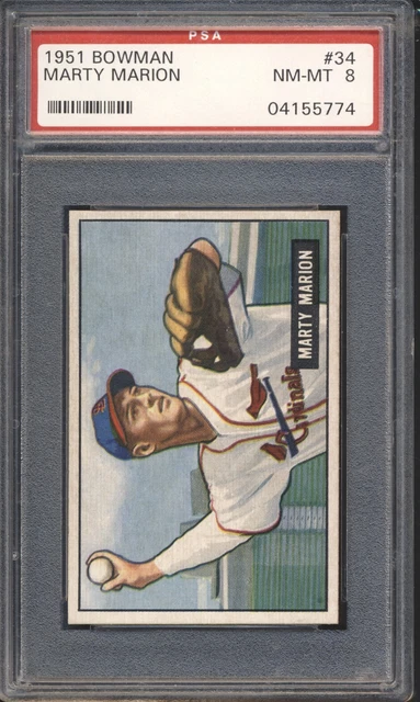 1951 Bowman Baseball Marty Marion #34 PSA 8 CARDINALS NM-MT (PSA SET BREAK)