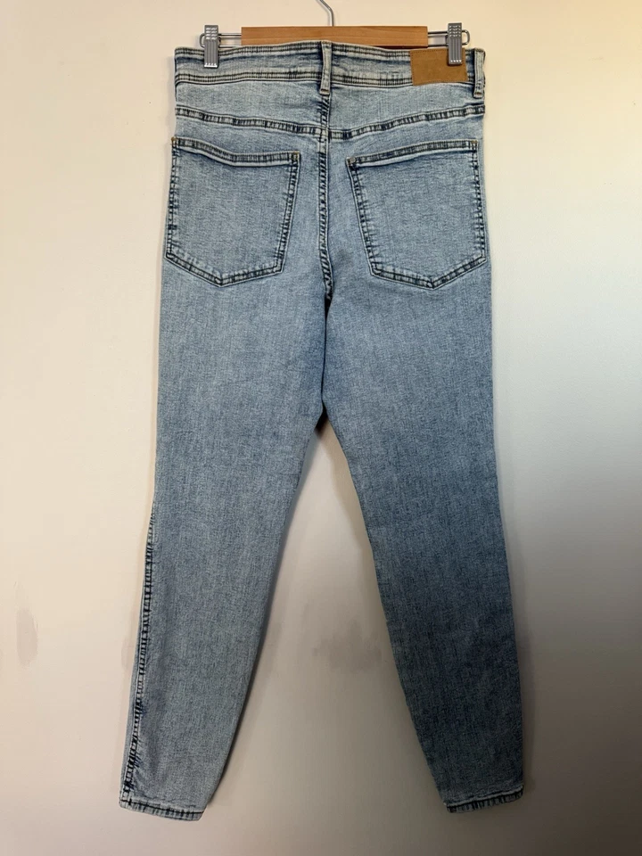 H&M Light Blue Denim Jeans SIZE 14 AU High Rise Cotton Straight - Image 2 of 4