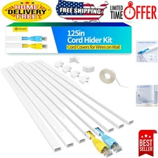 Minimalist Cable Management Kit - 125in Cord Hider for Single Wire Concealment