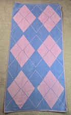Vintage Gramercy Beach Festival Towel Cotton Pink Blue Diamond 70s 80s Terry