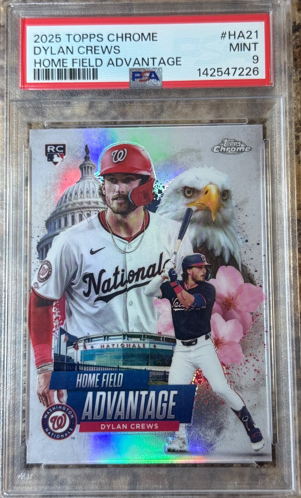 2025 Topps Chrome Dylan Crews Home Field Advantage - Washington Nationals PSA 9