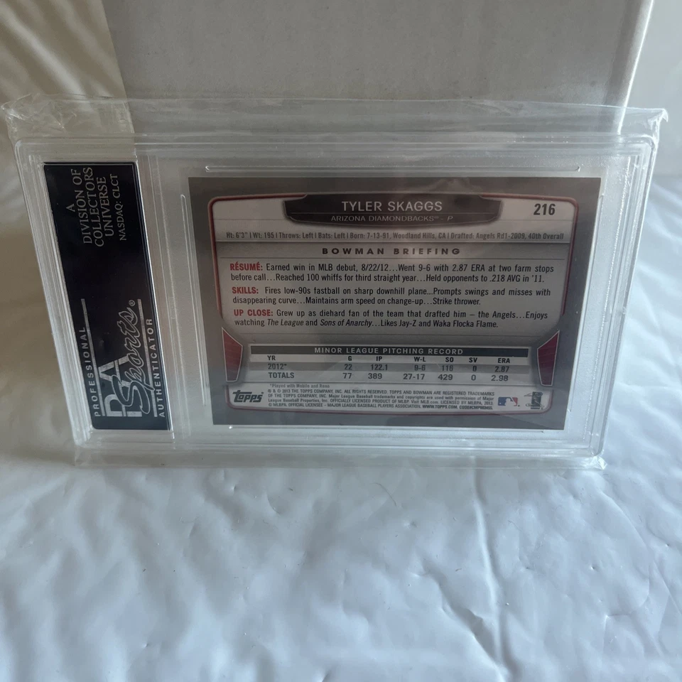 2013 Bowman Tyler Skaggs Rookie Card PSA 10 Gem Mint #216 Foto 2 de 2