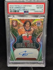 Bub Carrington 2024-25 Totally Certified Rookie Auto Roll Call Camo #/25 SP PSA