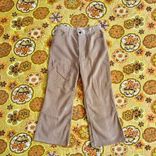 Vintage Levis Beige Corduroy Flare Pants High Rise 70s Womens Short 26