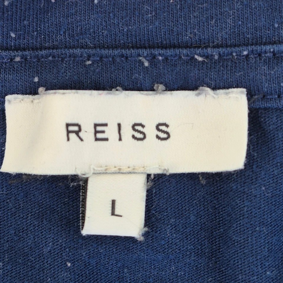 Camiseta REISS grande azul para hombre mezcla de algodón informal manga corta... - Imagen 4 de 4