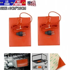 2x Silicone Car Engine Heater Pad Self-Adhesive Block Oil Pan Heating 110V 120W