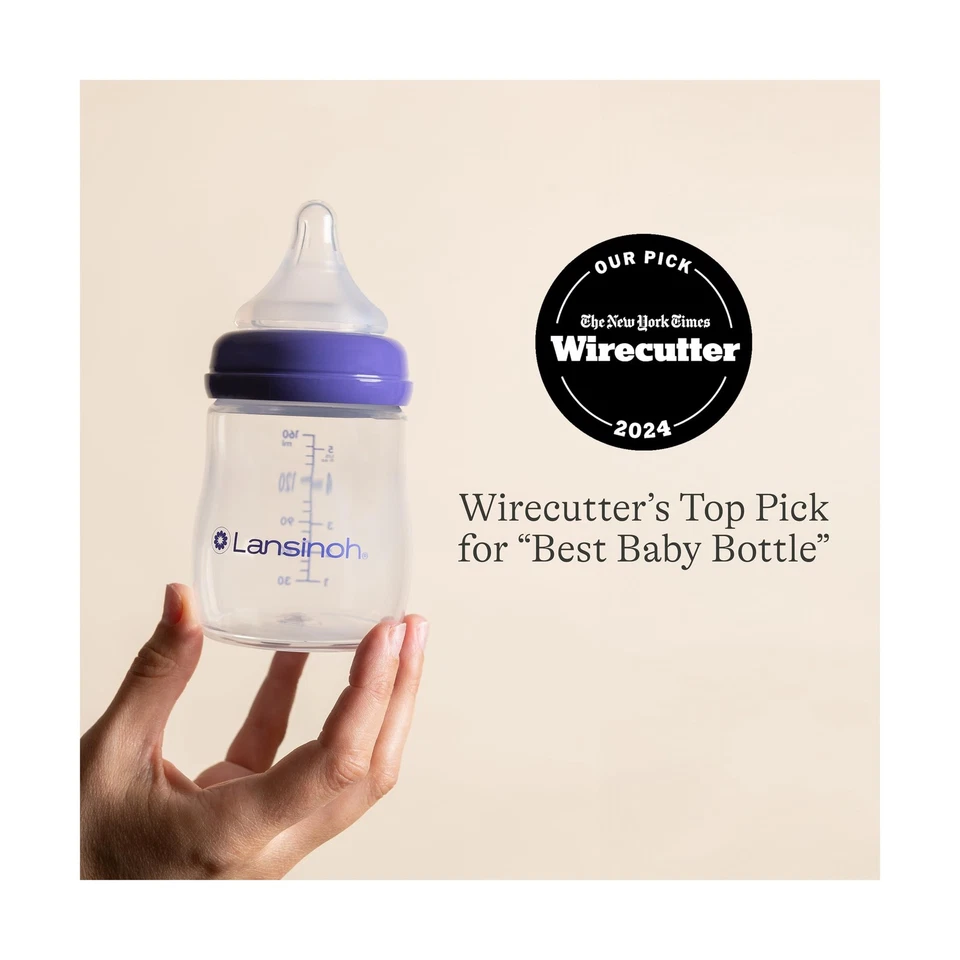 Lansinoh Anti-Colic Baby Bottles for Breastfeeding Babies, 5 Ounces... Fast Ship - Image 4 of 4
