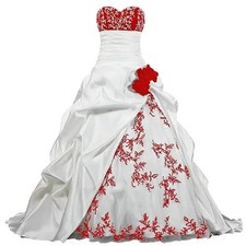 Gothic Wedding Dress Embroidery Sweetheart neck Ruched Satin Wedding Gowns