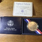1991-D USO 50th Anniv United Sev USA Dollar Box & COA-90% Silver 0.76 Ounce Coin