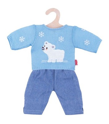 Heless 1934 - Bekleidungs-Set für Puppen, 2 teilig, Pullover Eisbär mit Jeans, h