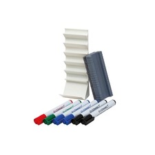 Q-Connect Whiteboard Pen & Eraser Holder with 6 Drywipe Markers KF17443