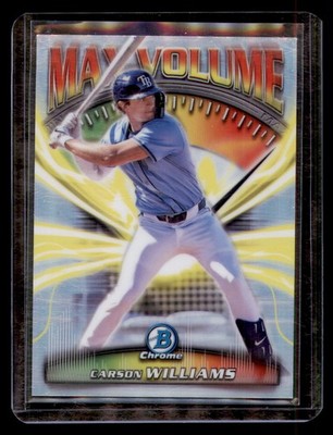 2025 Bowman Chrome #MV-5 Carson Williams Max Volume Tampa Bay Rays