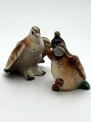Vintage 1950s Kasuga Quail Bird Salt & Pepper Shakers, Japan