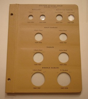 GOLD PAGE from Dansco Coin Album #7070 for United States Type Coins